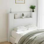 vidaXL Omarica za vzglavje postelje LED bela 120x16,5x103,5 cm