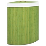 vidaXL Kotna košara za perilo iz bambusa zelena 60 L