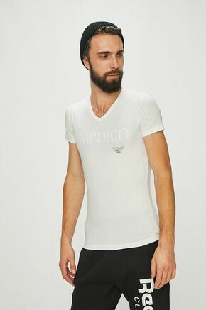 Emporio Armani t-shirt - bela. T-shirt iz kolekcije Emporio Armani. Model izdelan iz pletenine s potiskom.