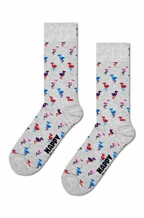 Nogavice Happy Socks Flamingo Sock siva barva - siva. Nogavice iz kolekcije Happy Socks. Model izdelan iz elastičnega