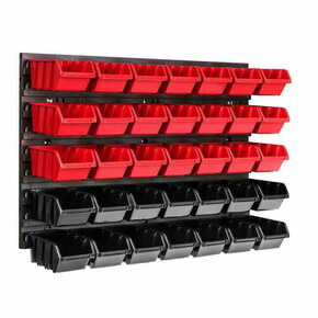 Botle Viseča plošča za orodje 58 x 39 cm z 35 kos Škatla stenskih Rdeča in Črna škatle plastika