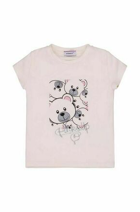 Otroška kratka majica Pinko Up bež barva - bež. Otroške kratka majica iz kolekcije Pinko Up. Model izdelan iz pletenine s potiskom.
