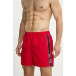 Kopalne kratke hlače Tommy Hilfiger rdeča barva, UM0UM03213 - rdeča. Kopalne kratke hlače iz kolekcije Tommy Hilfiger, izdelane iz lahkega blaga. Model iz izjemno udobne in zračne tkanine je idealen za toplejše letne čase.