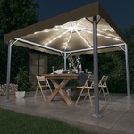 vidaXL Paviljon z LED lučkami 300x300 cm taupe aluminij