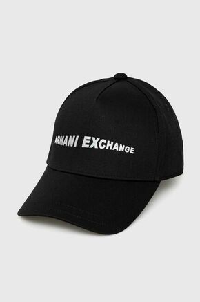 Bombažna bejzbolska kapa Armani Exchange črna barva - črna. Kapa s šiltom vrste baseball iz kolekcije Armani Exchange. Model izdelan iz tkanine s potiskom.