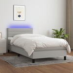 vidaXL Box spring postelja z vzmetnico LED svetlo siva 80x200 cm blago