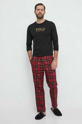 Bombažna pižama Polo Ralph Lauren - pisana. Pižama iz kolekcije Polo Ralph Lauren. Model izdelan iz dveh različnih materialov. Model iz izjemno udobne bombažne tkanine.