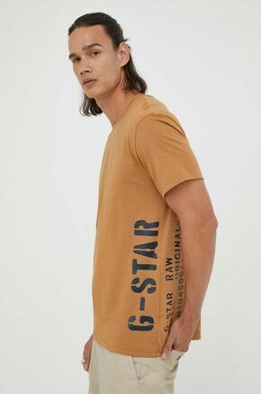 Bombažna kratka majica G-Star Raw rjava barva - rjava. Lahkotna majica iz kolekcije G-Star Raw. Model izdelan iz tanke