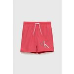 Otroške kopalne kratke hlače Calvin Klein Jeans roza barva - roza. Otroški kopalne kratke hlače iz kolekcije Calvin Klein Jeans. Model izdelan iz udobnega materiala. Model s povečano vodoodpornostjo.
