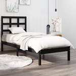 Greatstore Okvir za posteljo, črn, masivni les, 90x190 cm, enojni