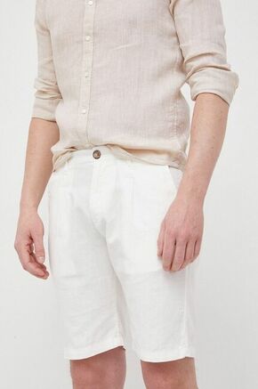 Kratke hlače iz mešanice lana Pepe Jeans Arkin bela barva - bela. Kratke hlače iz kolekcije Pepe Jeans. Model izdelan iz enobarvnega materiala. Izjemno udoben material.