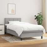 Greatstore Box spring postelja z vzmetnico svetlo siva 80x200 cm blago