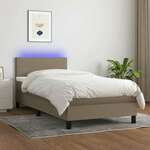 shumee Box spring postelja z vzmetnico LED taupe 80x200 cm blago