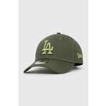 Bombažna bejzbolska kapa New Era zelena barva, LOS ANGELES DODGERS - zelena. Kapa s šiltom vrste baseball iz kolekcije New Era. Model izdelan iz tkanine z nalepko.
