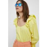 Majica PS Paul Smith ženska, rumena barva - rumena. Bluza iz kolekcije PS Paul Smith, izdelana iz lahkega blaga. Model iz izjemno udobne tkanine z visoko vsebnostjo bombaža.