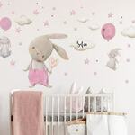 Akvarelne nalepke za deklice - Zajčki z baloni
