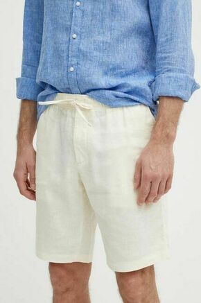 Lanene kratke hlače Tommy Hilfiger bež barva