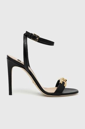Usnjeni sandali Elisabetta Franchi črna barva