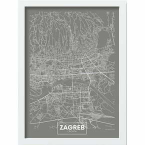 Plakat z okvirjem 40x55 cm Zagreb – Wallity