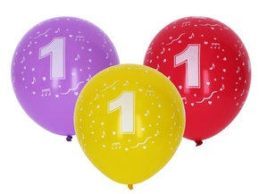 WEBHIDDENBRAND Napihljiv balon 30 cm - komplet 5 balonov s številko 1