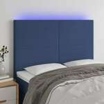 Vidaxl LED posteljno vzglavje modro 144x5x118/128 cm blago