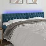 vidaXL LED posteljno vzglavje temno modro 200x7x78/88 cm žamet