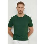 Bombažna kratka majica BOSS moški, zelena barva - zelena. Kratka majica iz kolekcije BOSS, izdelana iz enobarvne pletenine. Model iz izjemno udobne bombažne tkanine.