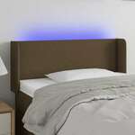 Vidaxl LED posteljno vzglavje temno rjavo 93x16x78/88 cm blago