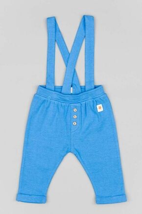 Otroške bombažne hlače zippy - modra. Otroški hlače iz kolekcije zippy. Model izdelan iz enobarvne pletenine.
