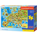 WEBHIDDENBRAND CASTORLAND Puzzle Zemljevid Evrope 100 kosov