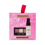 Makeup Revolution Mini Contour &amp; Glow Gift Set Set fiksator za ličila Glow Fix 30 ml + konturing paletka Contour Palette 3,15 g