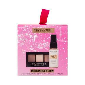 Makeup Revolution Mini Contour &amp; Glow Gift Set Set fiksator za ličila Glow Fix 30 ml + konturing paletka Contour Palette 3