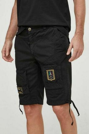 Bombažne kratke hlače Aeronautica Militare črna barva - črna. Kratke hlače iz kolekcije Aeronautica Militare. Model izdelan iz lahke tkanine. Model iz tankega materiala je idealen za toplejše letne čase.