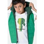 Otroški dvostranski brezrokavnik Karl Lagerfeld zelena barva - zelena. Otroške brezrokavnik iz kolekcije Karl Lagerfeld. Podložen model, izdelan iz gladkega materiala.