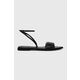 Usnjeni sandali HUGO Ellye ženski, črna barva, 50517494 - črna. Sandali iz kolekcije HUGO. Model je izdelan iz naravnega usnja. Model z mehkim, oblikovanim vložkom zagotavlja udobje.