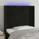 shumee LED posteljno vzglavje črno 103x16x118/128 cm žamet