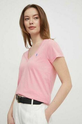 Bombažna kratka majica Polo Ralph Lauren roza barva - roza. Kratka majica iz kolekcije Polo Ralph Lauren. Model izdelan iz rahlo elastične pletenine.