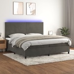 Box spring postelja z vzmetnico LED temno siva 200x200 cm žamet - vidaXL - Siva - 92,24 - 200 x 200 cm - vidaXL