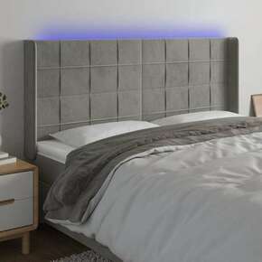 Shumee LED posteljno vzglavje svetlo sivo 203x16x118/128 cm žamet