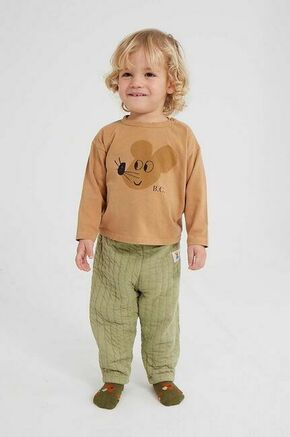 Otroška bombažna majica z dolgimi rokavi Bobo Choses rjava barva - rjava. Majica z dolgimi rokavi za dojenčka iz kolekcije Bobo Choses. Model izdelan iz pletenine s potiskom.