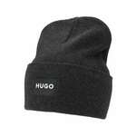 Kapa HUGO siva barva - siva. Kapa iz kolekcije HUGO. Model izdelan iz pletenine z nalepko.