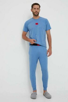 Spodnji del pižame HUGO moški - modra. Spodnji del pižame iz kolekcije HUGO. Model izdelan iz elastične pletenine. Model iz izjemno udobne tkanine z visoko vsebnostjo bombaža.