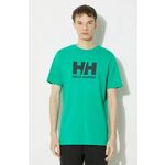 Bombažna kratka majica Helly Hansen moški, bela barva - zelena. Kratka majica iz kolekcije Helly Hansen, izdelana iz tanke, rahlo elastične pletenine. Model iz mehke in na otip prijetne tkanine.