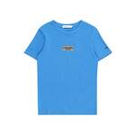 Otroška bombažna kratka majica Calvin Klein Jeans - modra. Otroški Lahkotna kratka majica iz kolekcije Calvin Klein Jeans. Model izdelan iz tanke, elastične pletenine. Nežen material, prijeten na dotik.