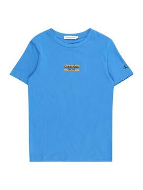 Otroška bombažna kratka majica Calvin Klein Jeans - modra. Otroški Lahkotna kratka majica iz kolekcije Calvin Klein Jeans. Model izdelan iz tanke