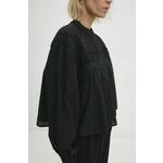Bombažna srajca Answear Lab ženska, črna barva - črna. Srajca iz kolekcije Answear Lab, izdelana iz enobarvne tkanine. Model iz tankega materiala je idealen za toplejše letne čase.
