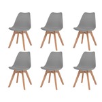 Vidaxl Jedilni stoli 6 kosov sivo umetno usnje