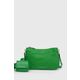 Torbica MICHAEL Michael Kors zelena barva - zelena. Majhna torbica iz kolekcije MICHAEL Michael Kors. na zapenjanje, model izdelan iz kombinacije tekstilnega materiala in ekološkega usnja.