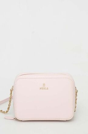 Usnjena torbica Furla roza barva - roza. Majhna torbica iz kolekcije Furla. Model na zapenjanje