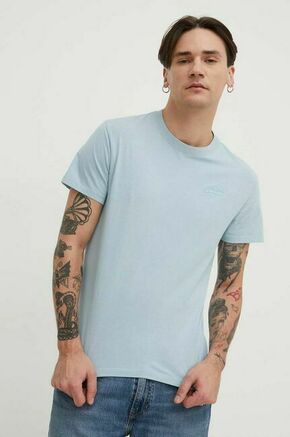 Bombažna kratka majica Superdry moški - modra. Lahkotna kratka majica iz kolekcije Superdry